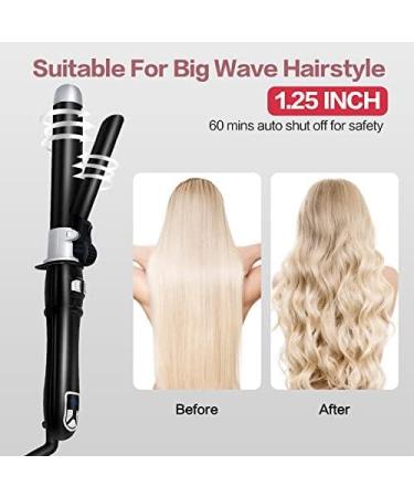 Tanshine Automatic Rotating Hair Curler Wand - 32mm Beach Hair Waver Curling Iron for Long Hair - Adjustable Heat Settings - 60 Mins Auto Off - Black - Buy Online on GoSupps.com