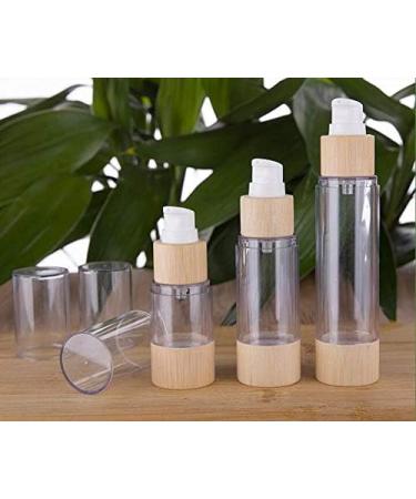 VASANA 2PCS Airless Pump Bottles Empty Refillable Plastic Vacuum Emulsion Bottle Lotion Dispenser Cosmetics Vials Containers With Bamboo Pump Head For Cream Essential Oils Liquid Cleanser Shower Gel 30ml/1oz - Buy Online on GoSupps.com