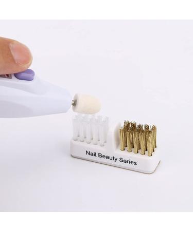 2Pcs Nail Art Drill Bit Cleaning Brushes - 2-in-1 Copper and Soft Brushes for Nail Salon or Home Use - White - Buy Online on GoSupps.com