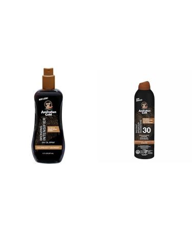 Australian Gold Bronzing Intensifier Dry Oil Spray 8 Ounce | Colorboost Maximizer (AGDOBS) & SPF 30 Continuous Spray Bronzer Spray + SELF_TANNER A75233