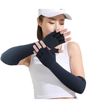 SHIFANQI Copper Long Arthritis Gloves - Copper Infused Extra Long Fit Compression Glove for Women & Men Computer Typing  Carpal Tunnel and Support Wrist Hands Pain Relief 1 Pair Large Black