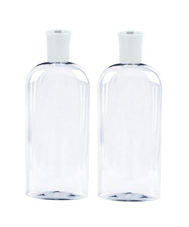 JND Plastic Squeeze Bottle with Flip Cap 8 Oz - Refillable Portable, Travel Size, Leak Proof and Reusable for Household Use, Shampoo, Conditioner, Cleaning Solutions (2 Pack, 473 ml)