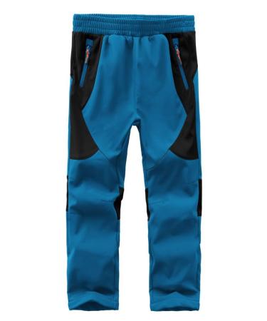 Hfdwyj children softshellhose with fleece feed-waterproof windproof breathing act ski pants fed cargo pants waterproof outdoor pants ski pants hiking pants rain pants 146-152 blue+black