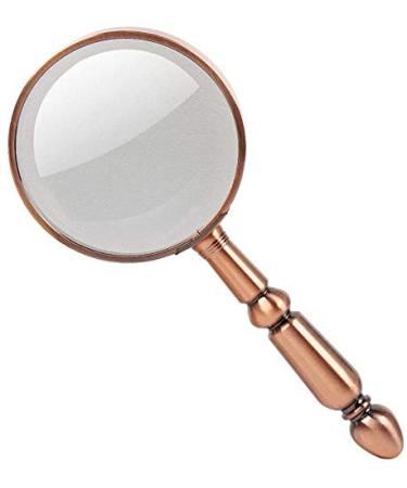 Magnifying Glasses Vision aids Reading Magnifying Glass Hand Held Bronze Metal Retro Reading Newspaper HD Optical Glass Old Man Reading Magnifying Glass Lupe Stationery Office Supplies 1PCS Better