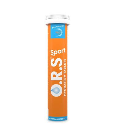 O.R.S Sport Hydration Tablets with Electrolytes Vegan Gluten and Lactose Free Formula Soluble Sports Oral Rehydration Tablets with Natural Orange Flavour Low Calorie Adult & Children 20 Tablets Orange 1 tube