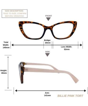 Buy Twelve Billie Blue Light Blocking Glasses | UV & Anti-Glare Cat-Eye Frame | Reduce Digital Eye Strain | Trendy Pink Tortoise | International Shipping - Buy Online on GoSupps.com
