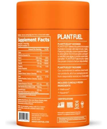 Plantfuel Vegan Daily Immunity & Hydration Powder Packets - Wellmune, Aquamin, Electrolytes, Vitamin C & B6 - Citrus Burst (15 Servings) - Buy Online on GoSupps.com