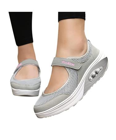 GETBEE Fashion Sneakers for Women Diabetic Air-Cushion Slip-On Walking Shoes Orthopedic Diabetic Slippers Shoes 7 A11-gray