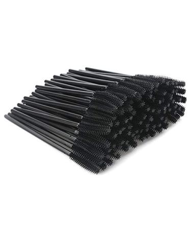 G2PLUS 100 Pcs Silicone Eyelash Brush - Disposable Mascara Wands - Black Mascara Eye Make Up Tools 2 x 50 Black