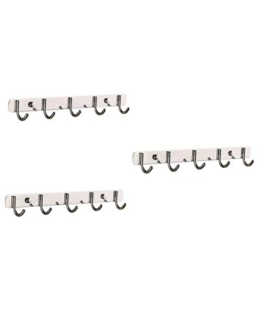 Angoily 3pcs 5 Kitchen Hooks Pegs Coat Hangers 5 Pegs Door Back Hooks Over The Door Hangers mediumx3pcs Silverx3pcs