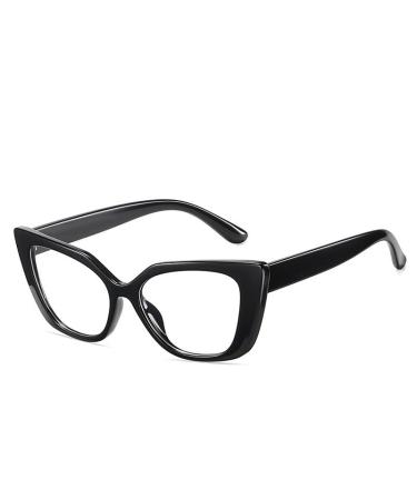 Blue Light Blocking Cat-Eye Computer Readers Comfort Reading Glasses Anti UV Flat Light Mirror Eyeglasses for Women +100 Black