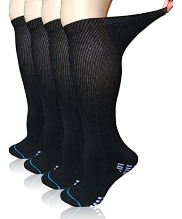 COIYUFUX Extra Wide Socks For Bariatric Diabetic For Men Women, Cast Lymphedema Socks for Swollen Foot Ankle 2 Pairs Black