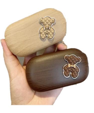 Miedeon Elegant contact lens container 2 pieces contact lenses Etui Servic contact lens container practically travel contact lens container contact lenses accessories set (light brown)