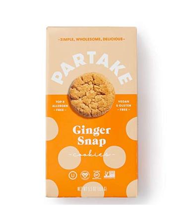 Partake Crunchy Cookies - GingerSnap | 2 Boxes | Vegan & Gluten Free | Free of Top 8 Allergens- Dairy Free, Nut Free, Egg Free, Wheat Free, Soy Free, Fish Free | 5.5 Oz | 15 Cookies Each
