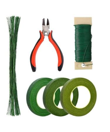 Floral Arrangement Kit - 3 Pcs Floral Tape  22 Gauge Paddle Floral Wire  26 Gauge Floral Wire Stems & Floral Wire Cutter for Bouquets banquets  DIY Flower Crafts & Wreath Making Supplies Floral Tape kit