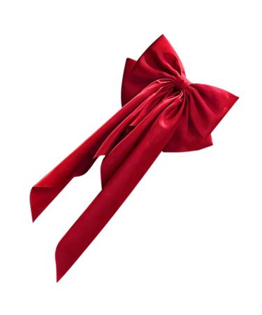 PATKAW Women Big Bow Barrettes Girl Satin Hair Clips Long Ribbon Hair Pins Accessories for Party Large Bow Hair Clips Hair Bows French Barrette Bowknot for Wedding Red