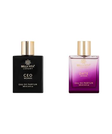 Bloom Beauty Bella Vita Luxury CEO & Date Edp Musk Perfumes Combo Pack of 2 Premium Long Lasting Fragrance Spray Scents for Women 100 Ml Each