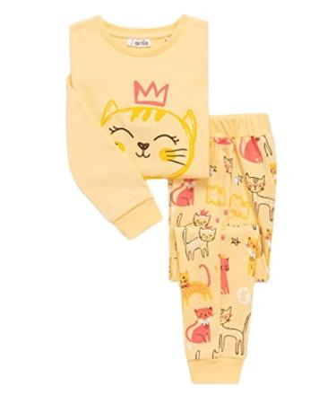 artie Baby Girls Comfortable Pyjamas for Kids Nightwear Children Footless 100% Cotton Long Sleeve Pjs Outfit Sets of 2 Pieces Pajamas for 12 Months to 8Years Old 3-4 Years Yellow