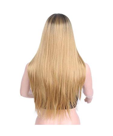 SUNNYBLUEE I's a wig Long Straight Synthetic Wig Mixed Brown and Blonde Long Wigs for White/Black Women Middle Part Nature Wigs R4-27