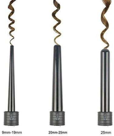 3-in-1 Curling Wand Set with Interchangeable Ceramic Barrels & Heat Resistant Glove - Black - Buy Online on GoSupps.com