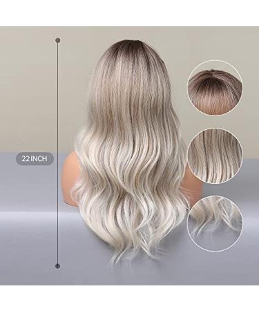 Emmor Gray Wig with Ponytail - Long Curly Synthetic Wig with Dark Roots | Natural Look & Heat-Resistant Ombr Gray Blonde for Women - Buy Online on GoSupps.com