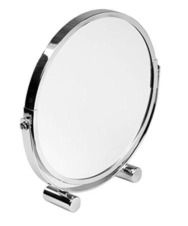 Home Basics Heavy Duty Chrome Plated Steel  Cosmetic Make-up Bathroom Round Mirror  Silver