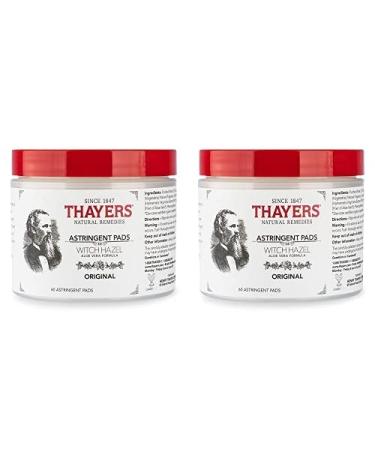 THAYERS Original Witch Hazel Astringent Pads with Aloe Vera Formula, 60 Count (Pack of 2) Original 60 Count (Pack of 2)