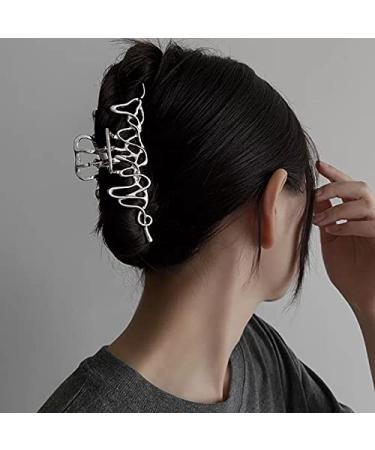 2 Pcs Large Metal Hair Claw Clips - Silver Hair Clamps for Women - Strong Hold & Nonslip Design - Fashion Hair Accessories - Buy Online on GoSupps.com