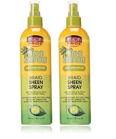 African Pride Olive Miracle Braid Sheen Spray 12 Oz (438125) (Pack of 2) 12 Ounce (Pack of 2)