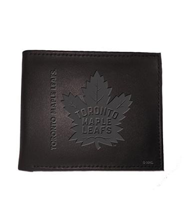 Team Sports America NHL Toronto Maple Leafs Black Wallet | Bi-Fold | Officially Licensed Stamped Logo | Made of Leather | Money and Card Organizer | Gift Box Included
