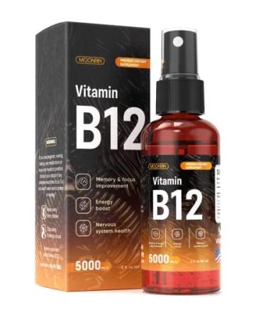 MOONRIN B12 Liquid Spray  Vitamin B12 Drops for Energy and Nerve Function  Support Brain Memory Mood Immune System with B12 Sublingual Vitamins  Maximum Strength Vegan B12 Supplement  2 Fl Oz