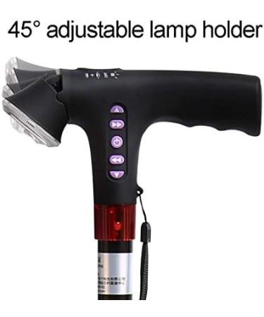 Multi-Function Intelligent Elderly Crutches Walking Cane Stick Adjustable LED Light Non-Slip Telescopic Walking Stick Smart Radio Alarm Aluminum Crutches Black powerfully - Buy Online on GoSupps.com