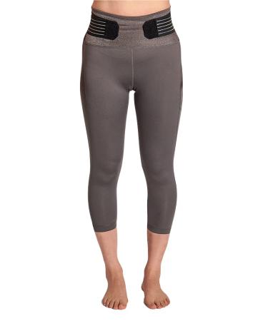 Tommie Copper Women s Pro-Grade Lower Back Support Capris I Adjustable Straps Breathable UPF 50 I Low Back Muscle Support - Slate Grey - Small
