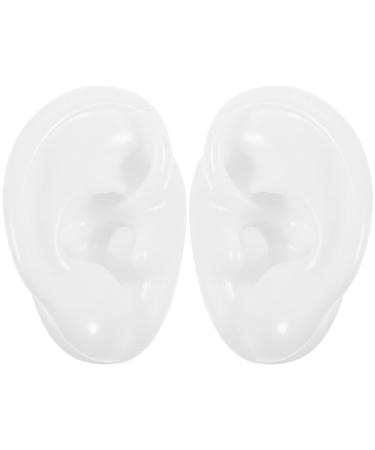 POPETPOP Silicone Ear Model Soft Earmold Ear Displays for Earrings Acupuncture Jewelry Audio Music Recording Study Practice Teaching Tool Props (White)