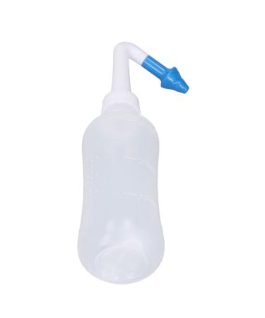 DAUZ Nasal Wash Bottle Portable Soothing Stream ABS Nose Rinse Bottle Transparent Professional 300ml for Home for Adults (Blue Nose with One Hole)