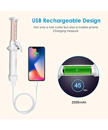 Portable Cordless Curling Iron for Loose Curls | USB Rechargeable Ceramic Wand | Travel Hair Straightener & Curler | Wet & Dry Use - Buy Online on GoSupps.com