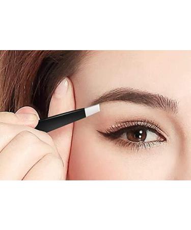 Professional Stainless Steel Eyebrow Tweezers - Precision Facial Hair Removal for Men & Women | Black - Ideal for Ingrown Hairs & Blackheads - Buy Online on GoSupps.com