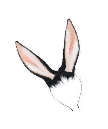hgnxa Girls Anime Hairhoop Plush -Ear Headband/Tail Cosplay Costume Party Lovely Headdress Women -Show Headwear Headband Black Powde