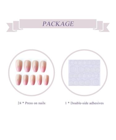 BABALAL 24PCS Gradient Pink Nude Coffin False Nails - Medium Length Press on Nails for Women and Girls - Buy Online on GoSupps.com