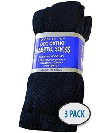 Doc Ortho Loose Fit Diabetic Socks 3 Pairs - Men & Women 1/4 Crew Navy XL - Buy Online on GoSupps.com
