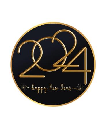 New Year Design Edible Cocktail Drink Toppers x 1 Sheet (2024 Happy New Year 8 x 3 Inch) 2024 Happy New Year 8 X 3 Inch