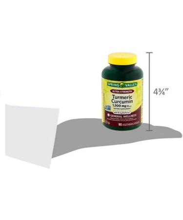 4 TOP CARE Turmeric Curcumin General Wellness Dietary Supplement Vegetarian Capsules 1 500 mg 90 Count - Buy Online on GoSupps.com