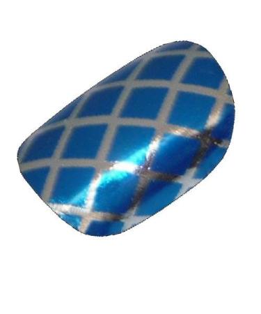 Chix Nails Fishnet Beauty Funky Salon Fingers Toes Vinyl Foils Nail Wraps Blue Silver Fishnet Blue Silver