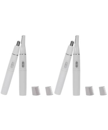 FRCOLOR 2 Pcs 2 Eyebrow Trimmer Electric Trim Puller Nose Hair Cutter Eyebrow Hair Trimmer Lopper T Trimmer Nose Hair Trimmer Facial Trimmer Nose Hair Removal White Portable Razor Mx2pcs Whitex2pcs
