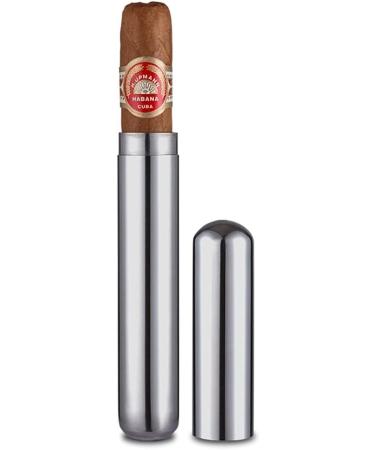 Cigar Boxs Humidors Cigar Travel Humidor Tube Portable Single Cigar Case Stainless Steel Pocket Cigar Holder Man Sliver 17X2.2Cm - Buy Online on GoSupps.com