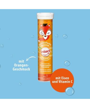 Intact Slaufuchen Brause - 15-Hour Effervescent Tablets for Kids | Vegan Vitamin C & Iron | Orange Flavor - 15-Pack - Buy Online on GoSupps.com