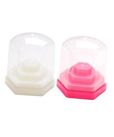 Beavorty 2PCS grinding head storage box Nail Drill Bit Container nail drill bits stand nail grinding organizer Nail Drill Bits Display stand nail bit white multicolor set plastic