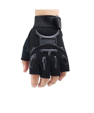 Long keeper bicycle gloves children boy girls half -finger gloves climbing gloves ski gloves for climbing frame bicycle skater roller outdoor sport black/m