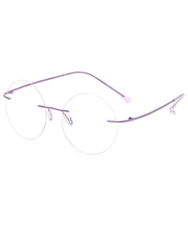 Abetos reading glasses Roundless blue light filter titanium reading glasses women men men borderless light metal round fashion computer reading aid visual aid with flexible hinges purie 3.0 x