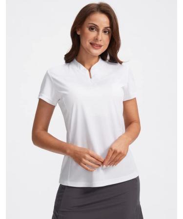 SANTINY Women's Dri-Fit Golf Shirt UPF50+ Zip-Up Short Sleeve Polo - White, X-Large - Buy Online on GoSupps.com
